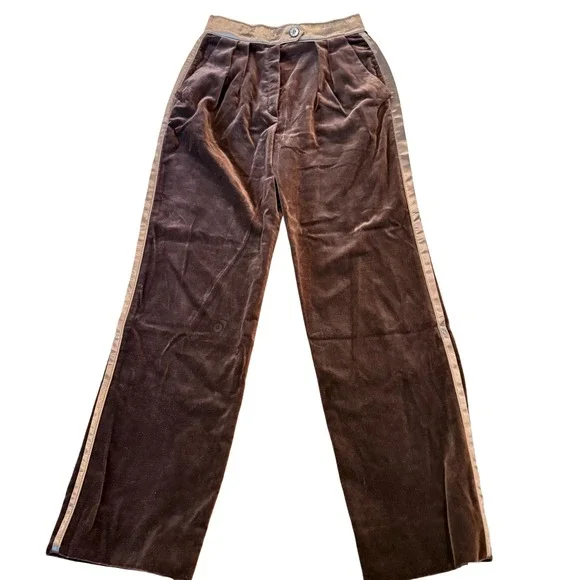 Vintage 1980s Escada by SRB Velvet Trousers Satin Trim (Made in Western Germany) - Picture 2 of 13